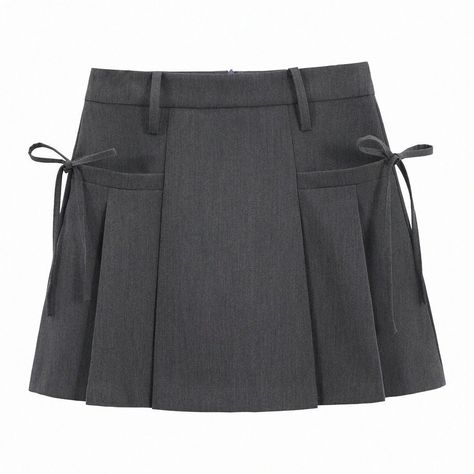 Olivia Mark - Gray High-Waisted Skirt with Delicate Butterfly Accents Mini Skirt Aesthetic, E Girl Clothes, Aesthetic Grey, Outfit Grey, Grey Pleated Skirt, Skirt Aesthetic, Grey Mini Skirt, Grey Maxi, Grey Skirt