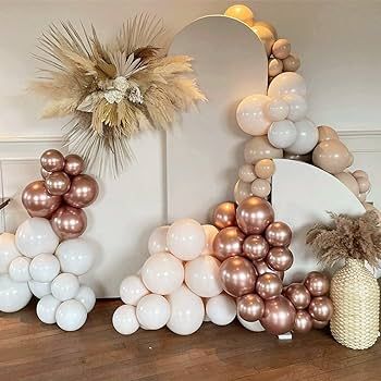 Blush Brown Balloon Garland Nude Rose Gold Double Stuffed Matte Apricot Balloon Arch kit for Wedding Bachelorette Birthday Anniversary Christmas and New Year Party Decoration…, Balloons - Amazon Canada Brown Balloon Garland, Flower Party Themes, Blush Balloons, Balloon Wreath, Balloon Arch Kit, New Year's Party Decorations, Bachelorette Decorations, Arch Kit, Boho Baby Shower