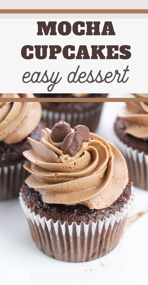 This Mocha Espresso Cupcakes Recipe has so much flavor! If you're a fan of chocolate and espresso, you're not going to want to miss this! Coconut Cupcake Recipes, Espresso Dessert, Espresso Cupcakes, Lemon Cupcake Recipe, Cake Mix Cupcakes, Mocha Frosting, Chocolate Covered Espresso Beans, Mocha Cupcakes, Coffee Cupcakes