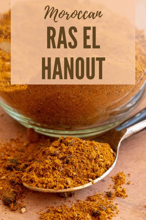 This Ras El Hanout spice blend will make cooking Moroccan food at home a breeze! It's a blend of fresh spices that can vary from household to household, similar to curry powder. Ras El Hanout Recipe, Moroccan Spice Blend, Moroccan Seasoning, Homemade Dry Mixes, Homemade Spice Mix, Spice Blends Recipes, Moroccan Spices, Spice Mix Recipes, Homemade Spice Blends