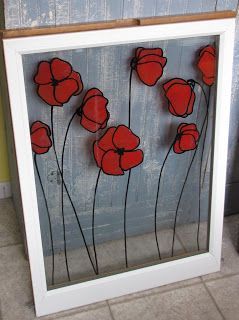 **I actually did this today on an old six pane window! ** -Krista Painting On Glass Windows, Stained Glass Wall Art, Painted Windows, Glass Painting Patterns, Window Crafts, Window Projects, Glass Painting Designs, Painting On Glass, Glass Diy