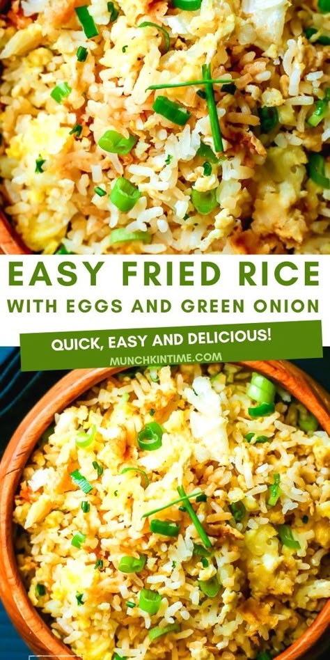 Dinner Recipes With Green Onion, Chicken Recipes With Green Onions, Green Onion Dinner Recipes, Dishes With Green Onions, Scallion Fried Rice, Fried Rice With Egg Recipe, Chicken And Green Onion Recipes, Green Onion Rice Recipes, Fried Green Onions Recipes