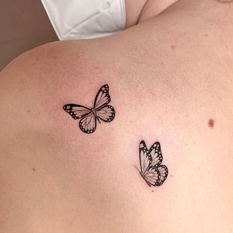 2 Butterfly Tattoo, Small Lotus Tattoo, Vietnam Tattoo, Healed Tattoo, Me Tattoo, Two Butterflies, Two Cuties, Small Butterfly Tattoo, Single Needle Tattoo