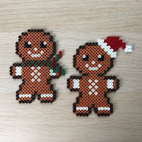 Gingerbread Man Perler Beads, Hama Beads Christmas, Melt Beads Patterns, Christmas Perler Beads, Christmas Beads, Hamma Beads Ideas, Melty Bead Patterns, Pearl Beads Pattern, Easy Perler Beads Ideas