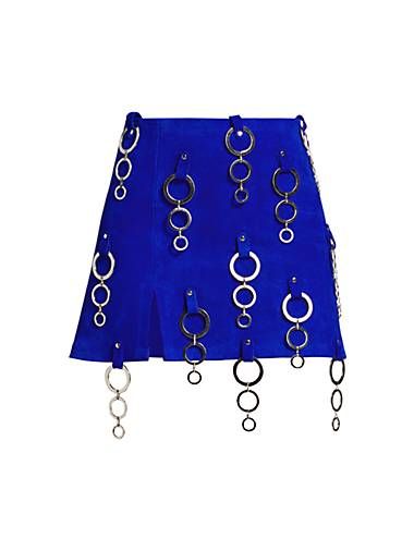 Skirt Ideas, 3d Fashion, Micro Mini Skirt, Denim Chic, Tumblr Fashion, Suede Skirt, Metal Trim, Micro Mini, Couture Collection