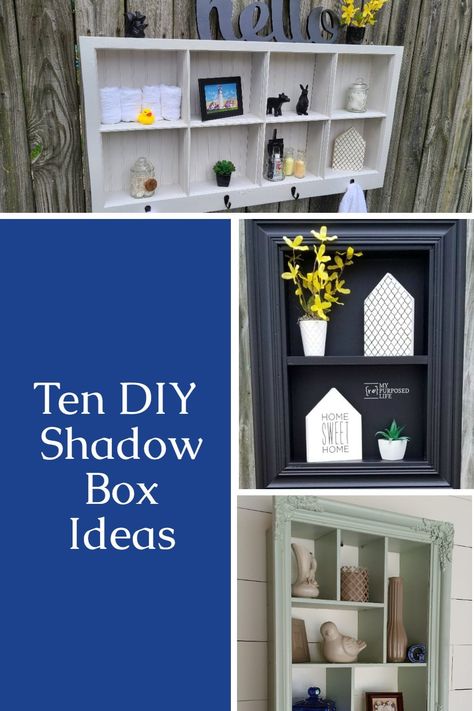 Repurposed Shadow Box Ideas, Memory Shadow Box Ideas Diy, Diy Shadow Box Frame Dollar Stores, Large Shadow Box Frame, Large Shadow Box, Picture Frame Projects, Unique Shadow Boxes, Frame Projects, Picture Frame Ideas