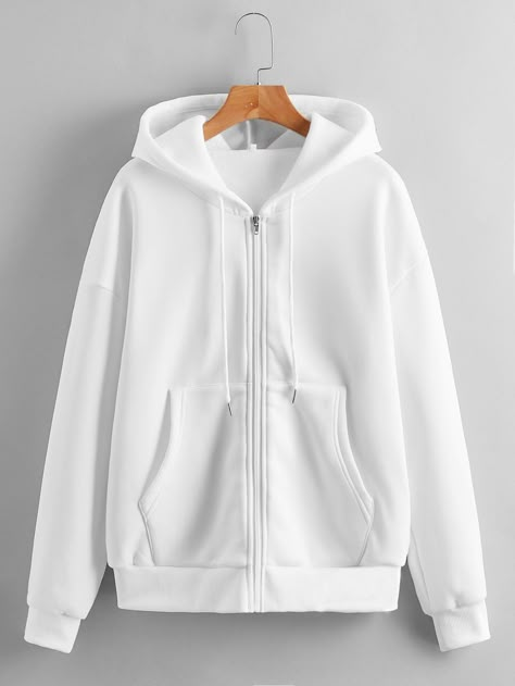 Zippered Cardigan, Lined Hoodie, Casual Sportswear, Long Sleeves Coats, Loose Sweater, Zipper Hoodie, White Hoodie, Casual Fits, Long Sleeve Casual