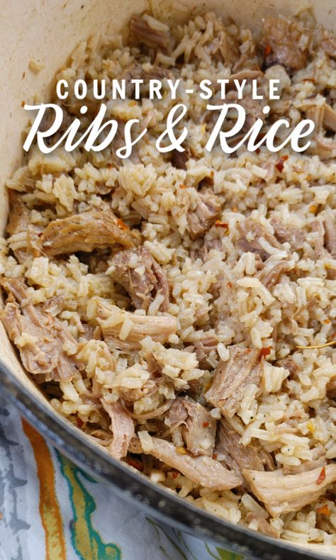 Recipes Using Country Style Pork Ribs, Recipes For Country Style Ribs, Southern Cooked Meals, Rice And Ribs, Southern Style Pork Ribs, Pork Roast And Rice, Recipes With Country Style Ribs, Country Style Ribs And Rice, Country Side Dishes Southern Style