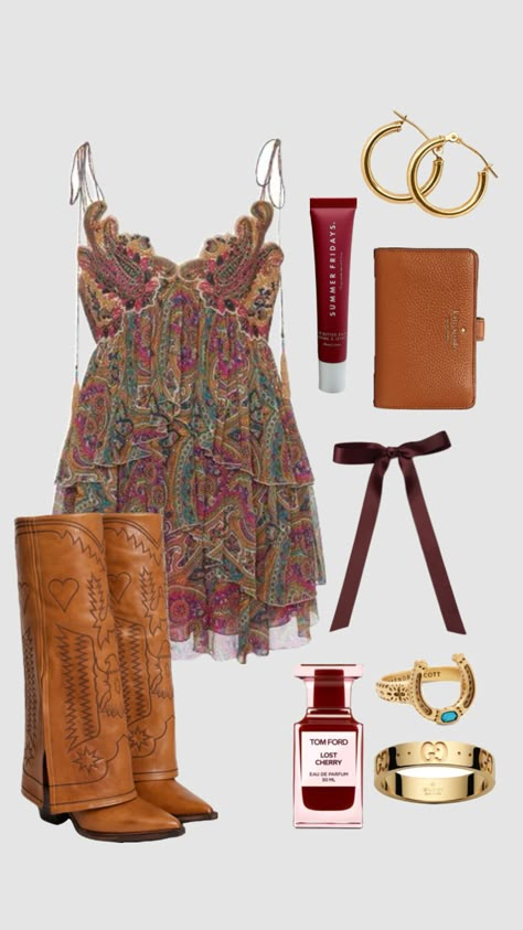 summer outfit, spring outfit, country outfit, concert outfit, zach bryan concert outfit, show outfit, boots outfit, cowboy boots, dress Billy Joel Stevie Nicks Concert Outfit, Folk Country Concert Outfit, Zach Bryan Outfit Concert Ideas, Wyatt Flores Concert Outfit, Kacey Musgraves Outfit Concert, Ella Langley Concert Outfits, Zach Bryan Concert Fits, Lord Huron Concert Outfit, Flatland Cavalry Concert Outfit