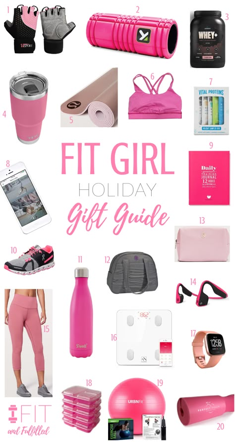 Fit Girl Gift Guide - Fit and Fulfilled. 20 gifts any fit girl would love to receive! Spread the holiday cheer with the fitness enthusiast in your life and snag one of these fitness-focused gifts! Fitness Gift Ideas, Gym Bag Essentials, Fitness Gift, Girls Gift Guide, Gym Room At Home, Workout Room, Fitness Accessories, Gym Room, Gym Essentials