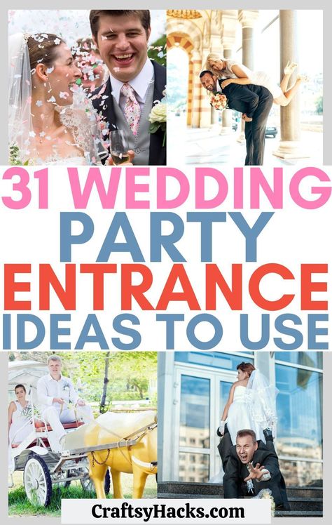 Entering your wedding party in a fun way can be super easy when you use any of these super cool wedding party entrance ideas. These fun wedding party entrances are sure to give you inspiration for your own wedding party. Wedding Entries Ideas, Entrance Ideas For Wedding, Wedding Party Order Of Entrance, Best Wedding Entrance Ideas, Wedding Walk In Ideas, Wedding Party Introductions Ideas, Wedding Party Walk In Ideas, Fun Wedding Entrance Ideas, Wedding Reception Entrance Ideas Bridal Parties