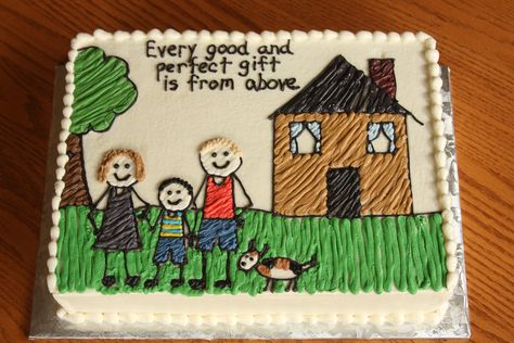 Adorable Adoption Cake all done in buttercream! Adoption Cake Ideas, Adoption Party Ideas, Adoption Cake, Step Parent Adoption, Foster Adoption, Adoption Shower, Adoption Photos, Stick Family, Family Cake