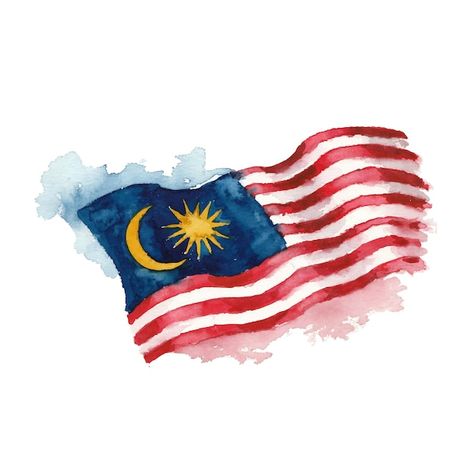 Flag Malaysia Art, Tugu Negara Malaysia Art, Merdeka Malaysia Poster Design, Malaysia Watercolor, Malaysia Tattoo, Maldivian Flag, Malaysia Illustration, Patriotism Art, Malaysia Poster