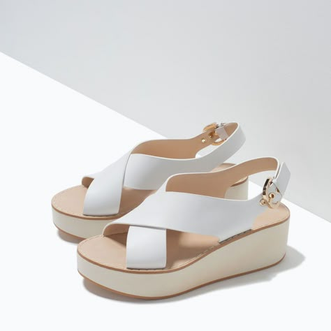 CROSSOVER LEATHER WEDGES Wedge Shoes For Women, Zara Leather Wedge Sandals For Spring, Zara Casual Platform Sandals, Zara Summer Beach Wedge Sandals, Zara Casual Wedge Heel Sandals, Zara Wedge Sandals With Platform, Wedges Shoes, Chic Shoes, Zara Shoes