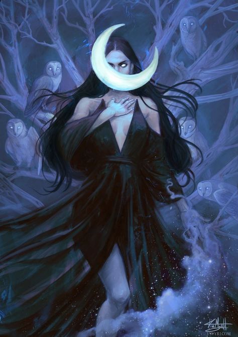 Fantasy Magic, Mythology Art, Arte Inspo, Goddess Art, Witch Art, Long Black Hair, Arte Fantasy, 판타지 아트, Long Black