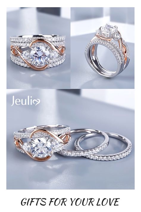 Unique Ring Designs, Unique Silver Rings, Sterling Silver Rings Set, Silver Ring Set, Rings Unique, Morganite Engagement Ring, Rose Engagement Ring, Ring Ideas, Couple Rings