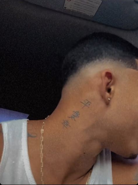 Guy Behind Ear Tattoo, Christianity Tattoos For Guys, Men Behind Ear Tattoo, Behind The Ear Tattoo Ideas For Men, Tattoo Behind Ear Men, Behind Ear Tattoo Men, Neck Tats, Tattoo Behind Ear, Neck Tattoo For Guys