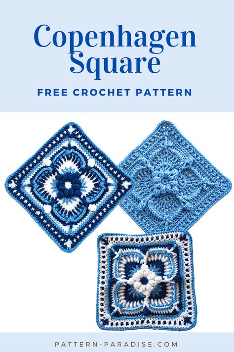 Free Crochet Pattern: Copenhagen Crochet Square - Pattern Paradise Free Granny Squares Pattern, Copenhagen Crochet Square, Turkish Granny Square Pattern, Crochet Over Crochet, 12” Crochet Squares, Cute Granny Square Crochet Pattern Free, Geometric Granny Square Crochet, Crochet Square Designs, Granny Square Layout Ideas