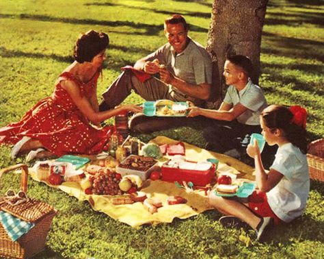 Vintage Picnic Illustration, 80s Picnic, People Having A Picnic, Family Picnic Photoshoot, 1950s Picnic, 1950s Family, Picnic Illustration, Roger Wilkerson, Picnic Family