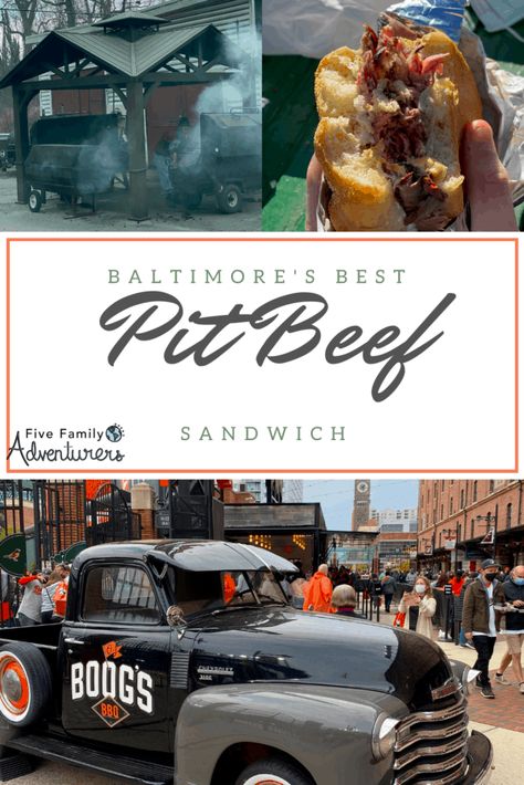 A Guide to Baltimore's Best Sandwich: The Pit Beef - Five Family Adventurers Kaiser Roll, Baltimore Food, Pit Beef, Crab Cake Sandwich, Kaiser Rolls, Cake Sandwich, East Coast Road Trip, Crab Cake, Beef Sandwich