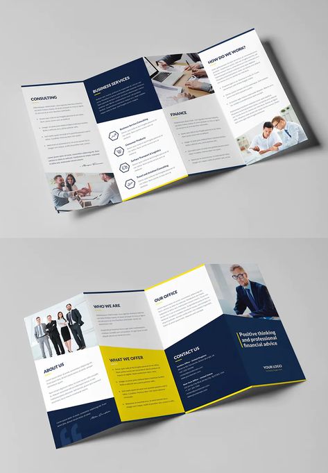 Finance and Business 4-Fold Brochure Template PSD University Brochures, Company Brochure Design, Brochure Design Templates, Unique Brochures, Business Brochure Design, Brochure Design Layout, Page Layout Design, Free Brochure, Brochure Template Psd