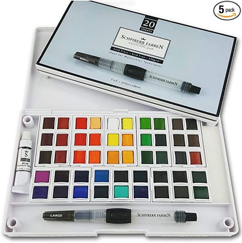 Amazon.com: SCHPIRERR FARBEN Art Supplies Watercolor Paint Set - Travel Watercolor Kit: 48 Watercolor Paint, 20 Sheets 230gsm Watercolor Paper , 2 Watercolor Paint brushes, 1 Mixing Watercolor Paint Palette: Home Improvement Travel Watercolor Kit, Travel Watercolor, Texture Words, Professional Watercolor, Japanese Watercolor, Colors Combinations, Watercolor Kit, Art Painting Tools, Start Painting