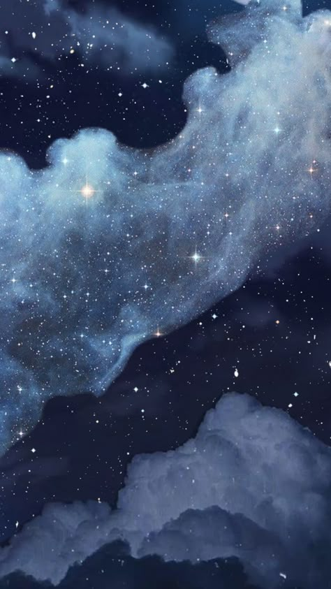 Starry Night Background, Starry Night Wallpaper, Desktop Wallpaper Art, Starry Nights, Pretty Phone Wallpaper, Background Drawing, Moon Night, Modern Fantasy, Blue Clouds