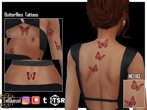 Sims 4 Cc Body Tattoo, Sims 4cc Tattoos, Sims Cc Tattoos, Sims 4 Elegant Cc, Sims Tattoos, Tattoos Sims 4, Butterflies Tattoos, Sims 4 Pack, Skin Overlay