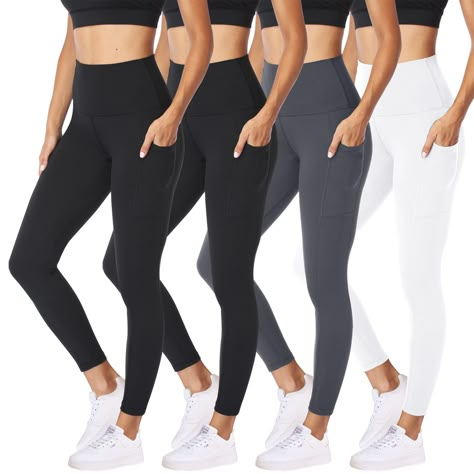 PRICES MAY VARY. 【WORTH THE COST】- You can get 4 pairs of leggings for women all in one. Each legging with high quality only needs less than $7. Rich color collocation for womens' leggings underlines women's youth and vitality. We know this workout legging will become a new favorite of yours. Stylish Leggings Outfit, Workout Legging, Cheap Leggings, Stylish Leggings, Yoga Pants With Pockets, Leggings Outfit, Leggings With Pockets, Womens Leggings, Leggings For Women