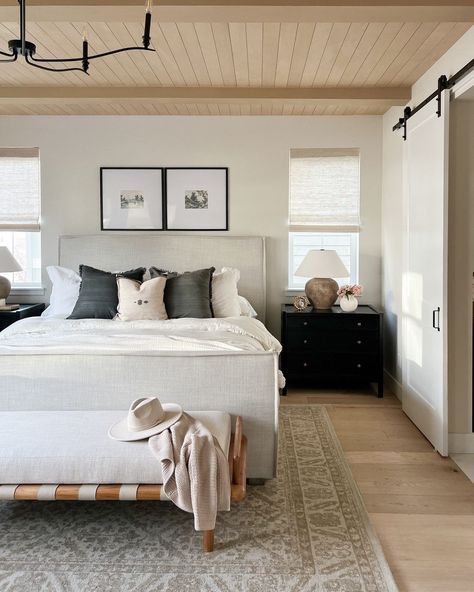 Studio Mcgee Bedroom Master, Mcgee And Co Bedroom, Mcgee Bedroom, Studio Mcgee Bedroom, Mcgee And Co, Ceiling Detail, Online Interior Design, Master Bedrooms Decor, Upholstered Bed