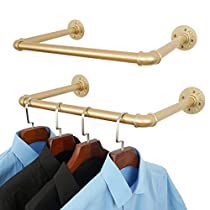 Check this out! Brass Laundry Rod, Laundry Room Metal Hanging Rod, Clothing Rack Diy, Wall Mounted Garment Rack, Gold Wall Mounted Clothing Rack, Gold Clothing Rack, Clothes Rack Closet, Industrial Pipe Clothing Rack, Wall Mounted Closet