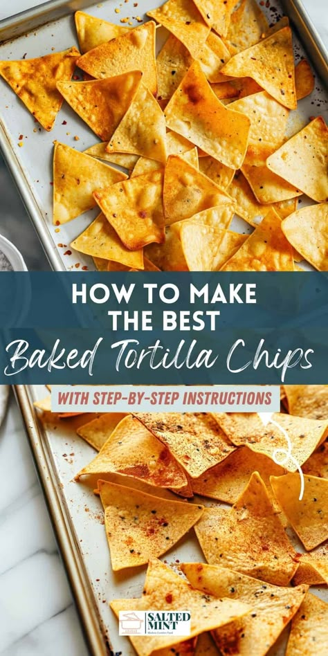 Transform leftover tortillas into crispy, homemade tortilla chips with this simple, healthy recipe. Perfect for Super Bowl snacks or as a nutritious addition to any party, these baked chips made from whole grain flour or corn tortillas are a budget-friendly way to enjoy a delicious, DIY snack. Enjoy healthier, flavorful chips and dips without the store-bought cost! My easy recipe can be made in an oven or air fryer! Homemade Tortilla Chips From Scratch, Home Made Corn Chips, Homemade Fritos Corn Chips, Homemade Corn Chips, Corn Chips Recipe, Healthy Tortilla Chips, Finger Chips, Flour Tortilla Chips, Chips Recipes