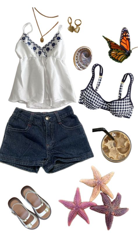 Costal granddaughter White Beach Outfit, Costal Granddaughter, Outfit Layout, Outfit Collage, Warm Weather Outfits, White Beach, Summer Blue, Alternative Outfits, Feminine Outfit