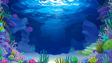 Sea Cartoon, Underwater Design, Under The Sea Background, Ocean Games, Background Game, Background Sea, Underwater Cartoon, Underwater Background, Cartoon Sea Animals