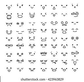 50개의 서로 다른 감정들이 캐릭터를 창조하기 스톡 일러스트 306854369 Doodle Reference, Emoji Tattoo, Face Doodles, 심플한 그림, Eyes Ideas, Emoji Set, Dibujo Simple, Emoji Drawings, Emoji Design