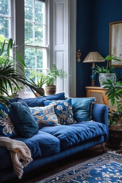 Sofa Azul, Home Haunted House, Welcome To Our Nest, Haunted House Decor, Living Room Ideas On A Budget, Room Ideas On A Budget, Boho Living Room Ideas, Dream Living Room, Contemporary Living Room Design