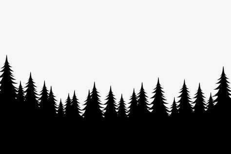 Pine Forest Silhouette, Silohette Artwork Easy, Tattoo Satanic, Treeline Silhouette, Forest Border, Forest Black And White, Silhouette Forest, Diwali Banner, Mountain Ideas