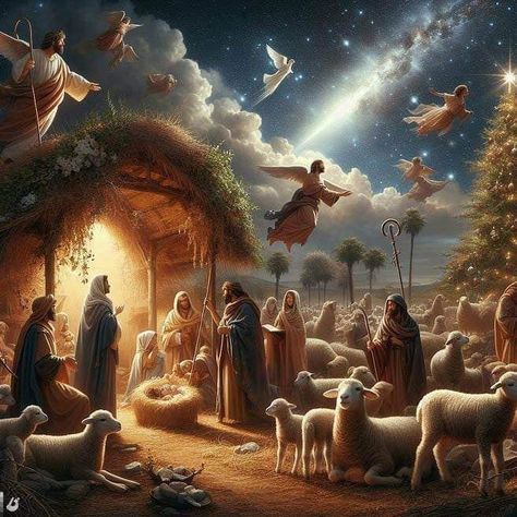 Merry Christmas Jesus Christ, Christ Birth, Jesus Christ Christmas, Nativity Scene Pictures, Beautiful Christmas Scenes, Jesus Birth, Christmas Christ, Jesus Christ Painting, Jesus And Mary Pictures