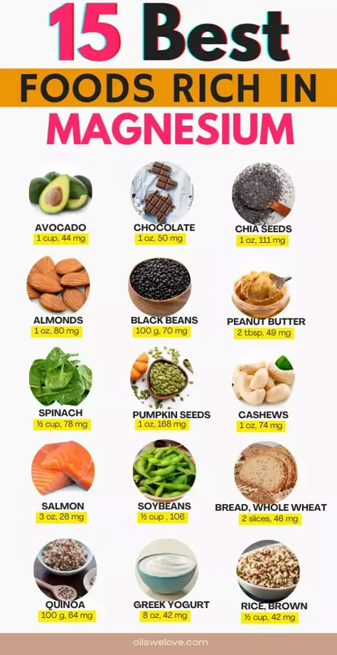 Foods That Are High in Magnesium – And What They Do for You | Oils we love Foods Rich In Magnesium, Magnesium Foods, Foods High In Magnesium, Lung Cleanse, Magnesium Rich Foods, Avocado Chocolate, Magnesium Benefits, Food Health Benefits, Probiotic Foods