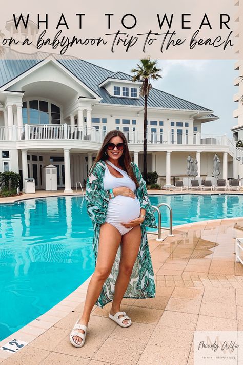 Pregnancy Announcement Beach, Babymoon Outfits, Beach Babymoon, Amazon Swimsuit, Cancun Outfits, Beach Mom, Maternity One Piece, Pool Outfits, Beach Vacation Style