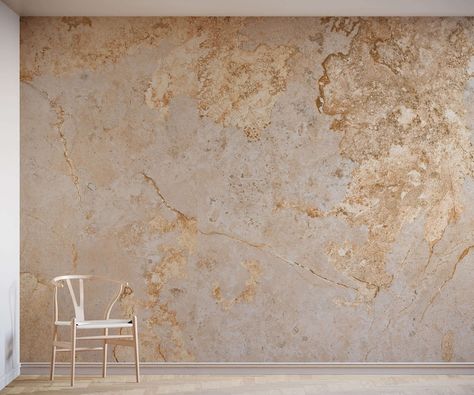 Beige and Gold Stone Marble Effect Wallpaper Mural - Etsy Australia Wallpaper For Walls Interiors, Beige Stone Texture, Marble Effect Wallpaper, Palm Leaf Wallpaper, Wallpaper 2024, Stone Wallpaper, Beige Stone, Lines Wallpaper, Grey Flooring