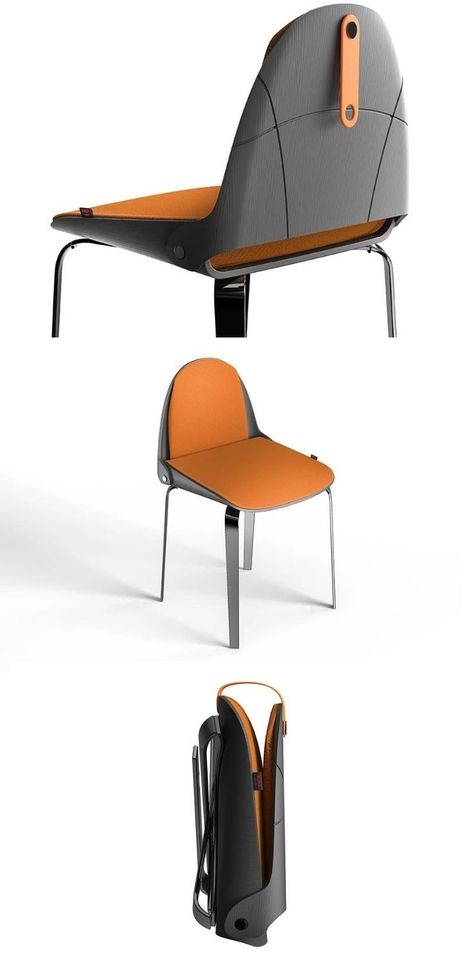 Foldable Desk Chair, Folding Office Chair, Folding Mechanism Design, Portable Chair Design, Foldable Chair Design, Foldable Seating, Chair Living Room Ideas, Camping Chair Design, Folding Chair Design