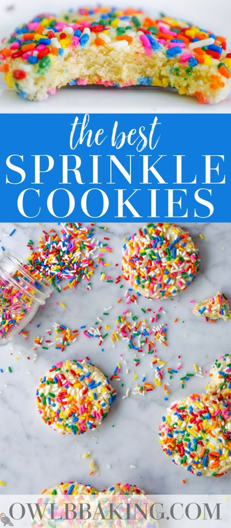 Cookie Recipes With Sprinkles, Sprinkles Cookies Recipe, Soft Sprinkle Cookies, Sugar Cookie Recipe Sprinkles, Dessert With Sprinkles, Sugar Cookie Sprinkles, Sugar Cookie Recipe With Sprinkles, Sprinkle Sugar Cookie Recipe, Sprinkle Desserts