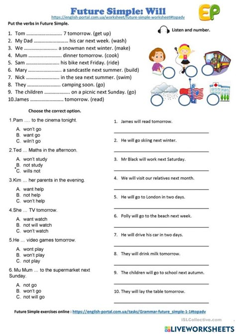 Future tense online activity for 5. You can do the exercises online or download the worksheet as pdf. Simple Future Tense Worksheets Grade 5, Esl Future Tense Worksheets, Future Tenses Worksheets, Simple Future Tense Worksheets, Future Tense Activities, Future Simple Worksheet, Future Tense Worksheet, Future Simple Tense, Simple Future Tense