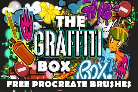 FREE The Graffiti Box: Procreate Brushes Procreate Graffiti, Oil Painting Brushes, Procreate Free Brushes, Brushes For Hair, Tattoo Free, Fonts Procreate, Brush Tutorial, Sketch Procreate, Watercolor Photoshop