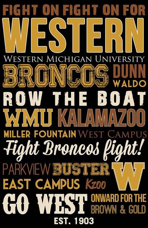 WMU Graduation Posters, College Canvas Art, Dorm Paintings, College Canvas, Row The Boat, Trunk Party, Western Michigan University, Football Crafts, Michigan Girl