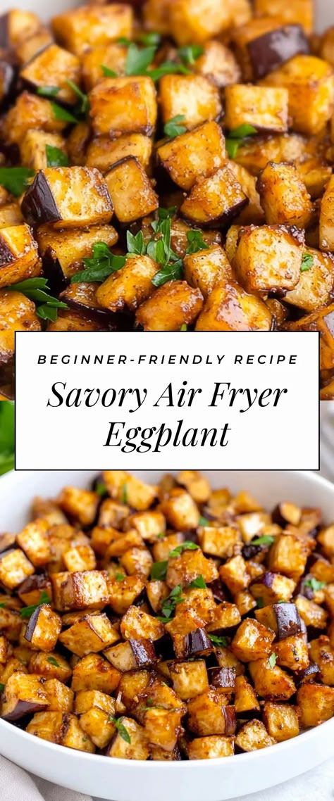 Image for Savory Air Fryer Eggplant Gf Eggplant Recipes, Vegetable Side Dishes Healthy Air Fryer, Eggplant Side Recipes, Ways To Use Eggplant, Cooking Eggplant Best Way To, Air Fryer Recipes Healthy Vegetables, Eggplant Recipes Breakfast, Eggplant Recipes Easy Air Fryer, Vegan Recipes Eggplant