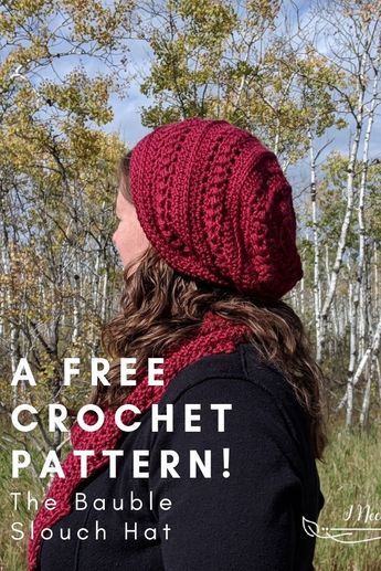 See the free crochet pattern for the Bauble Slouch Hat. This slouch hat also has a free matching cowl pattern. Free Slouch Hat Crochet Pattern, Free Slouchy Beanie Pattern, Free Crocheted Slouchy Hat Patterns, Crochet Hat Slouchy Free Pattern, Slouchy Hats Free Pattern, Crochet Beanie Pattern Free Slouchy, Crochet Hat And Gloves Pattern, Fall Hat Crochet Patterns Free, Slouchy Hats Crochet Pattern Free