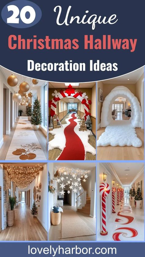 20 Unique Christmas Hallway Decoration Ideas 2 Hallway Christmas Ideas, Hallway Arch Christmas Decorating Ideas, Hallway Christmas Decorating Ideas Work, Clever Christmas Decorations, Christmas Party Entrance Decor, Decorate Hallway For Christmas, Office Hallway Christmas Decorations, Christmas Hallway Decorations For Work, Christmas Party Backdrop Ideas Diy Photo