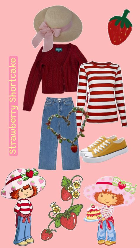 Outfit inspired by the 2006 Strawberry Shortcake🍓🍰 #strawberryshortcake #outfitinspo Strawberry Shortcake Inspired Outfit, Strawberry Shortcake Outfits, Strawberry Shortcake Costume, Strawberry Shortcake Characters, Princesses Disney, My Bday, Outfit Inspired, Group Costumes, Barbie Princess